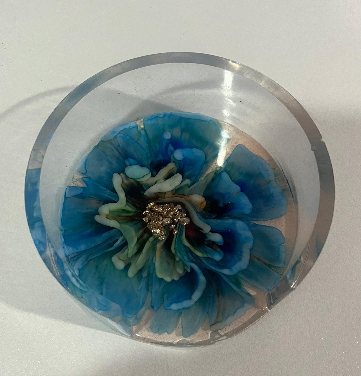 Blue & Teal Bloom Resin Coaster Set with Holder