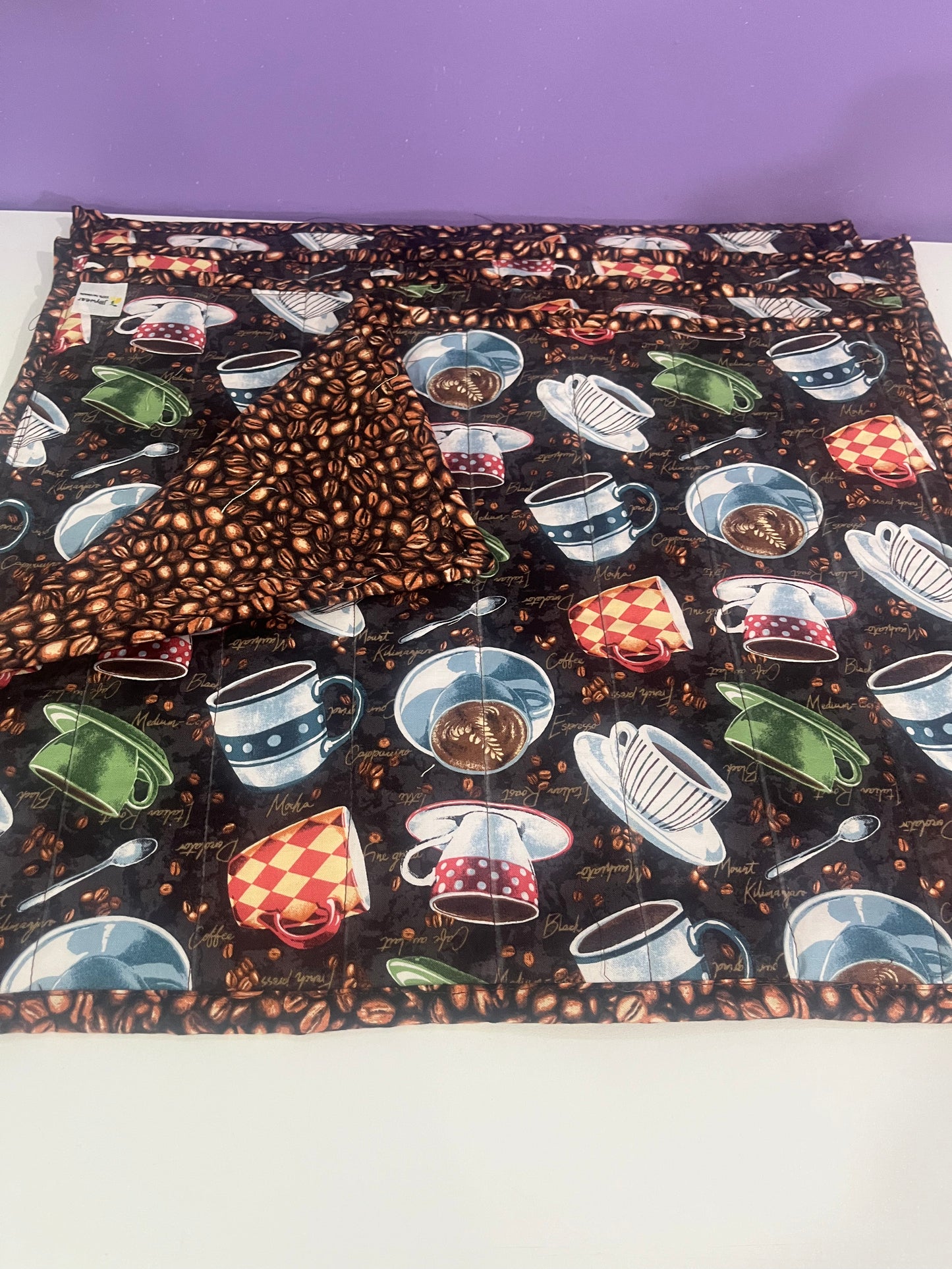 Coffee Lover Reversible Quilted Placemats