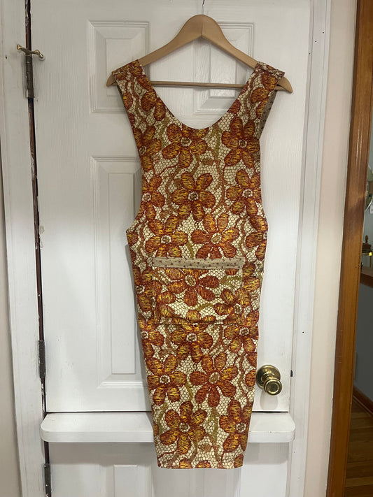 Autumn harvest tapestry bib apron - front view