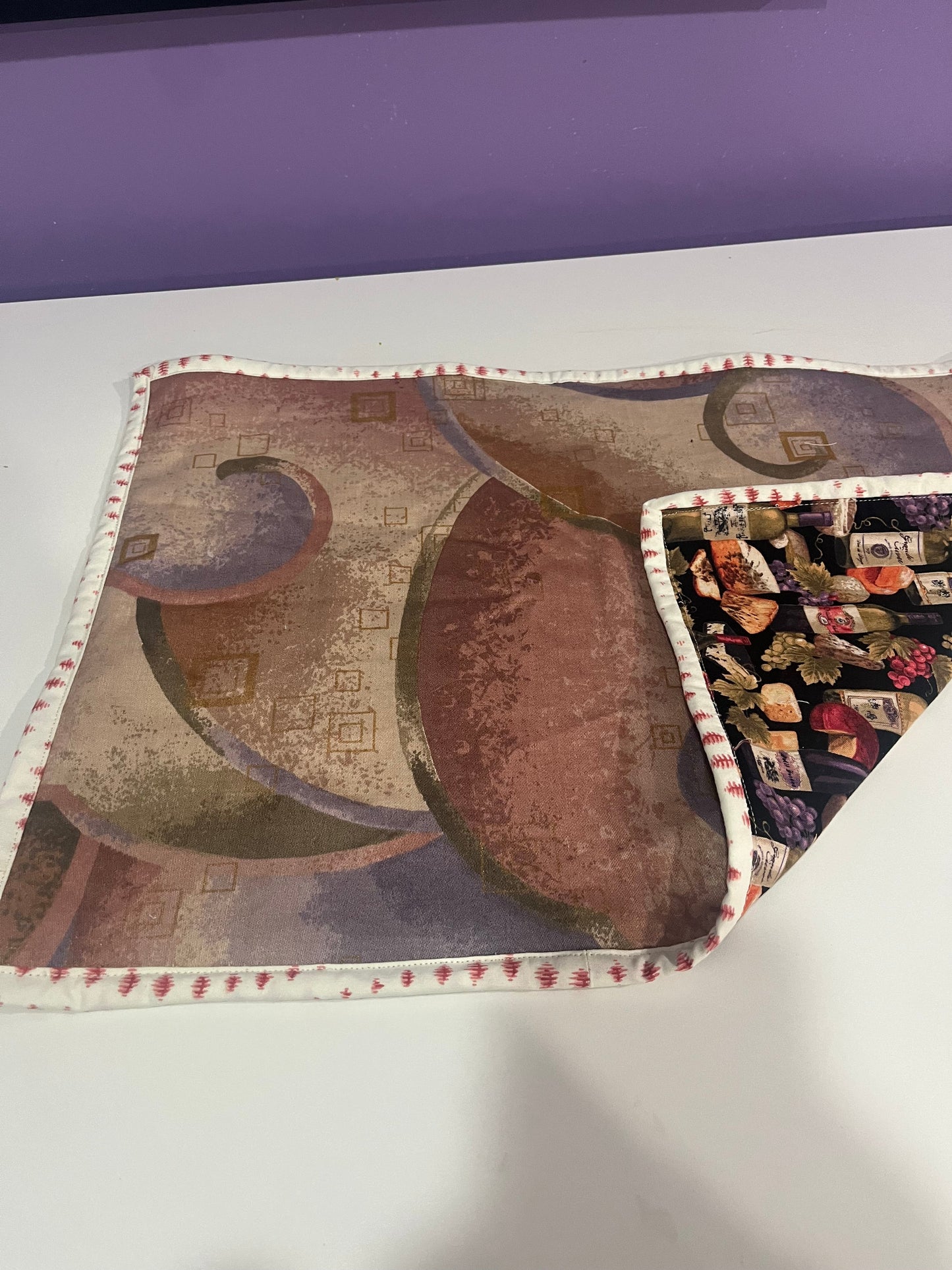 Wine lover placemat - wine barrel reverse side