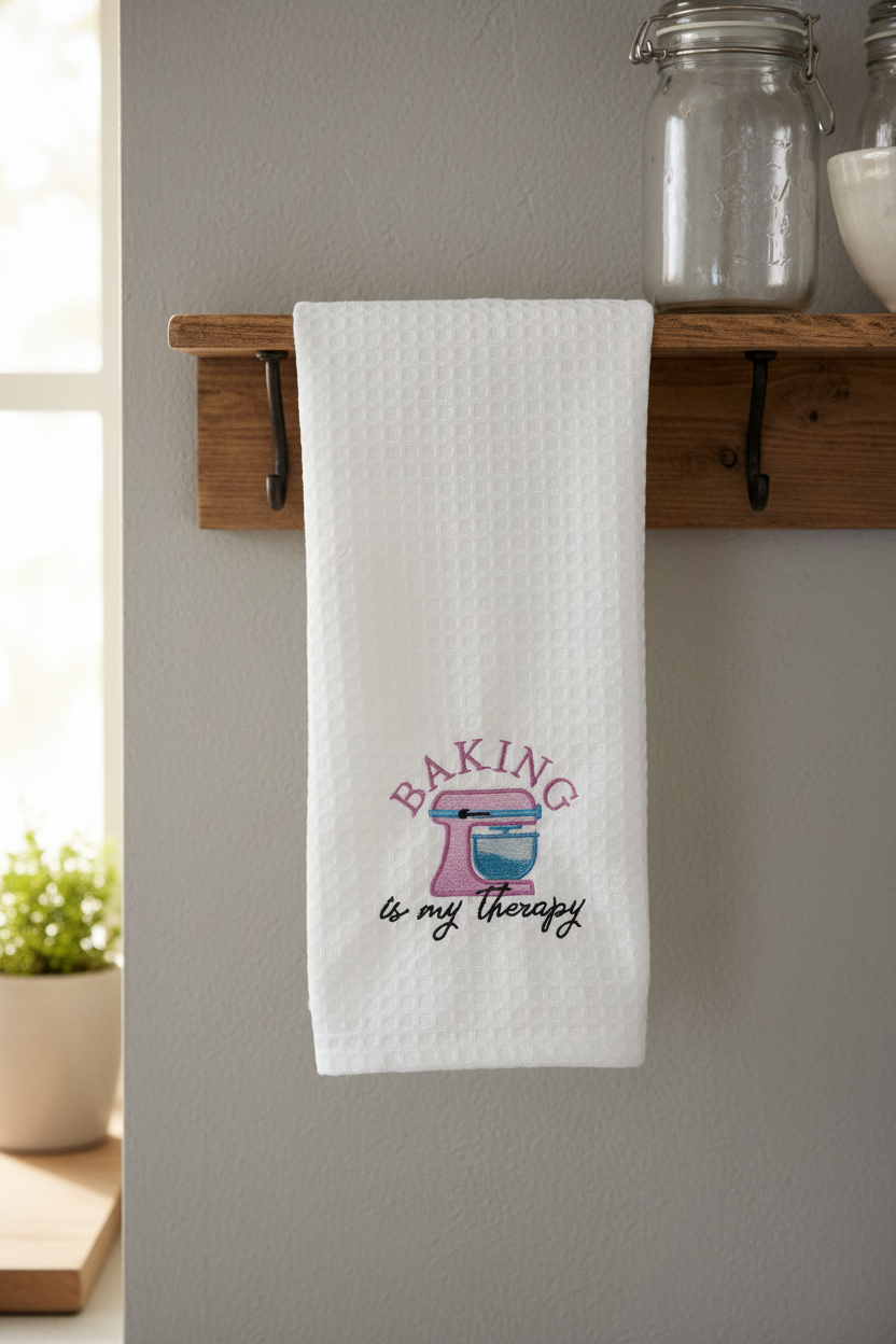 Baking Is My Therapy Dish Towel - Natural Setting