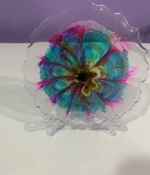 Blue and pink resin bloom