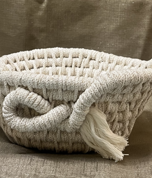 Off White and Gold Thread Basket