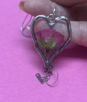 Resin Heart necklace with Rose