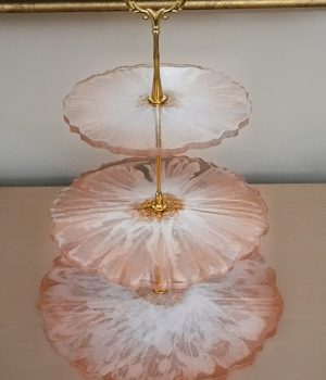 Irredescent Gold Three Tiered Cake Plate