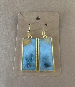 Blue Rectangle Earrings