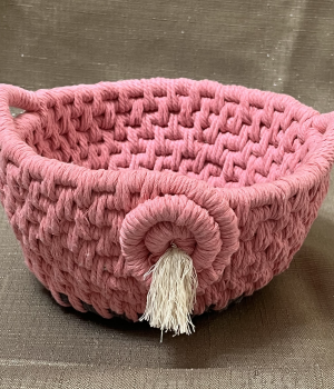 Small Pink and Gray Rope Basket
