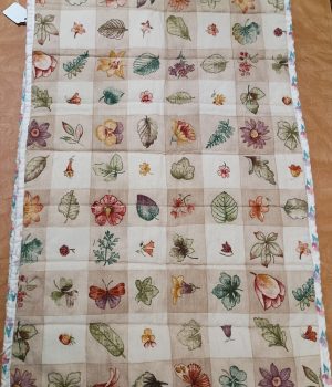 Beige Floral/Plaid  thermal Table Runner 48x16