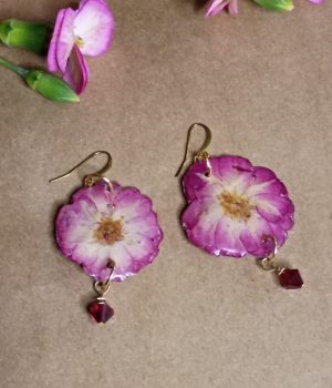 Dark Pink Flower Earrings