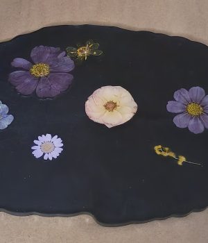 Black flower platter