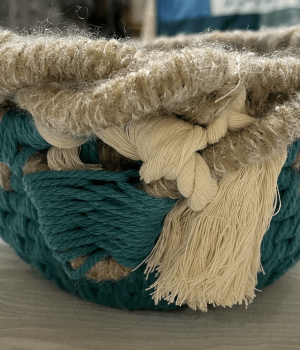 Turquise Blue and Beige Rope Basket