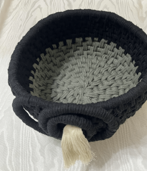 Olive Green and Black Rope Basket