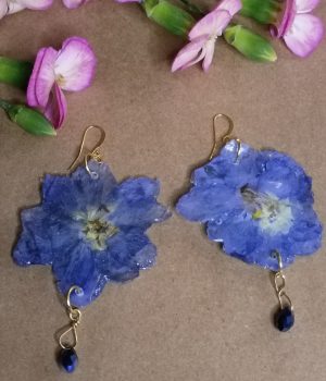 Blue Purple Flower Earrings