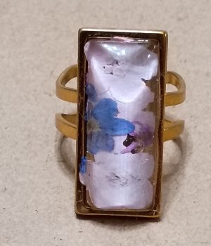 Resin Clear Dried Flower Forget-Me-Not Ring