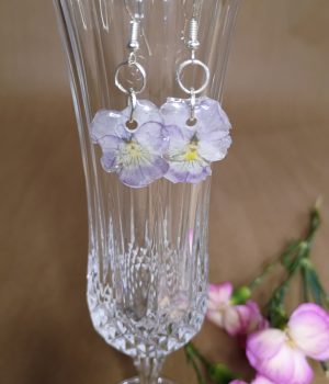 Light Purple Pansy Flower Earrings