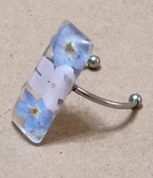 Clear Resin Blue and Pink Forget-Me-Not Ring