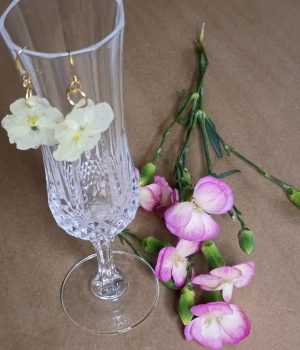 White Pansy Flower Earrings