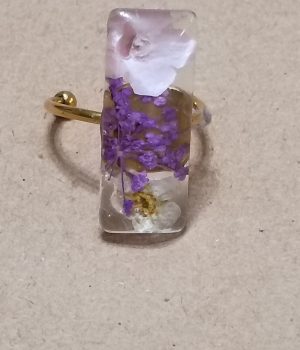 Clear Resin Pink and Purple Flowers