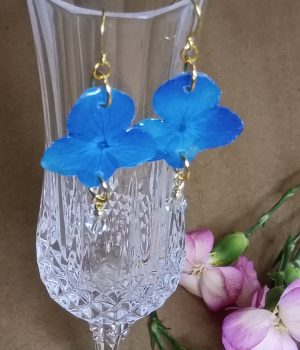 Royal Blue Flower Earrings with Crystal