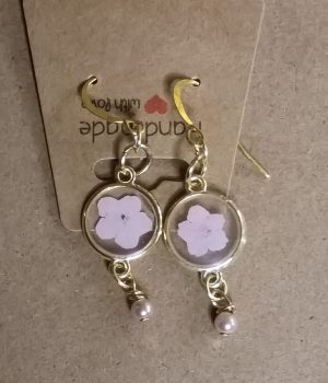 Pink Forget-Me-Not with Hanging Pearl
