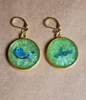 Green Resin Earring with Abalone