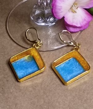Orange and Blue Resin Earrings