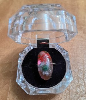 Pink Resin ring with Dried Flowers