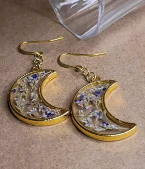 Resin Crescent Flower Earrings
