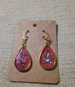 Red Resin Earrings with Abalone