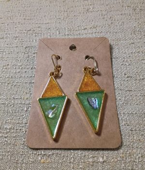 Gold and Green Earrings with Abalone