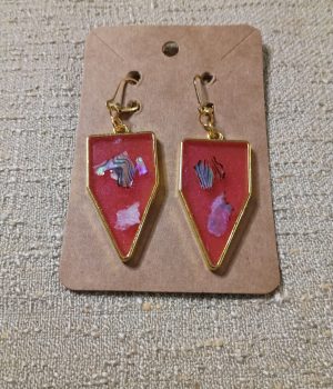 Red Resin Earrings with Abalone