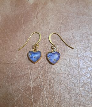 Tiny Forget-Me-Not Heart Resin Earrings