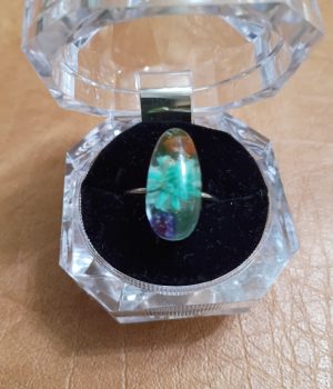 Clear Resin Ring with 3 Dried Flowers