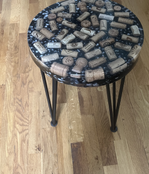 Resin cork table 12 1/2 inches round
